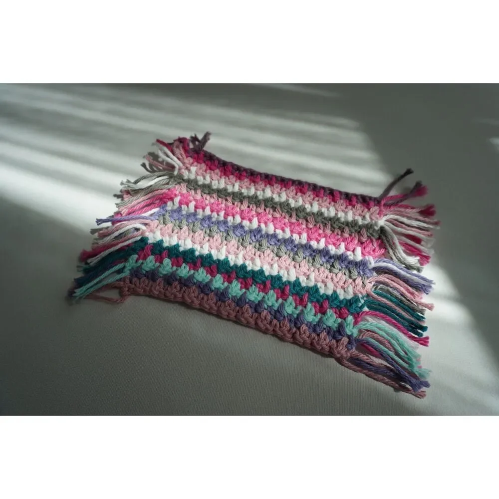Handmade Crochet Boho Mug Rugs / Oversized Coasters set of 4